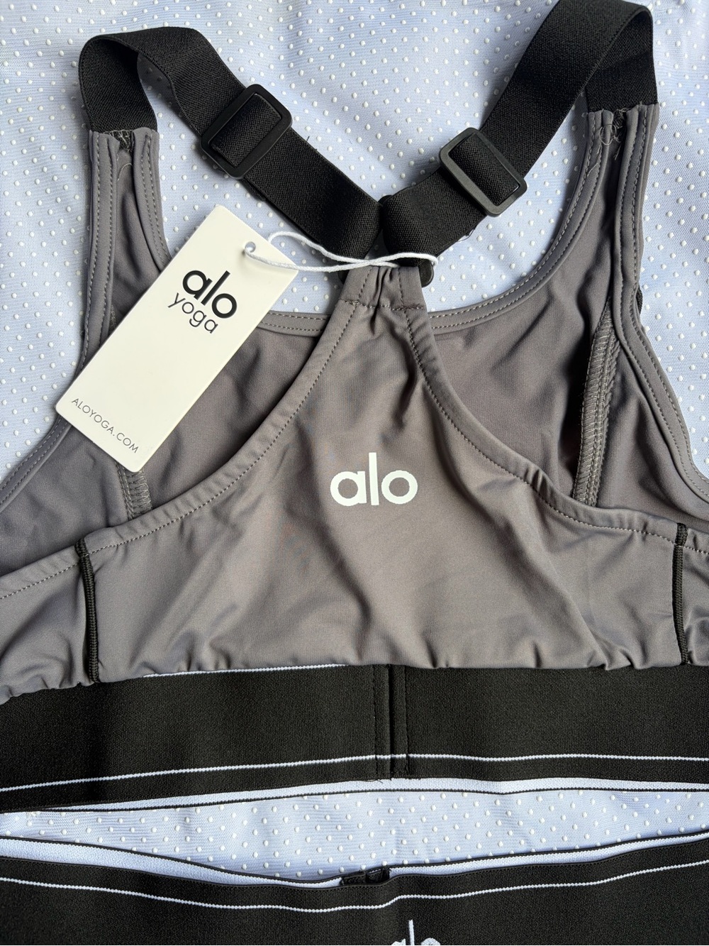 ALO Yoga Gray Athletic Shorts Romper with Black Elastic Waistbands - Picture 6 of 9